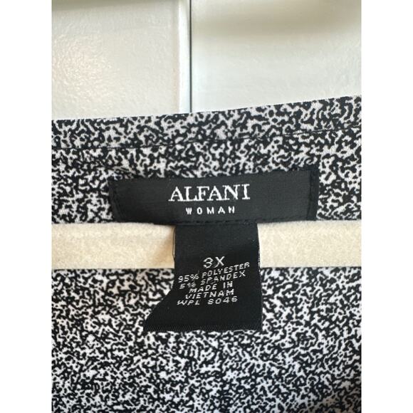 Alfani Black with White Speckled Design A-Symmetrical Abstract Blouse - Picture 2 of 4